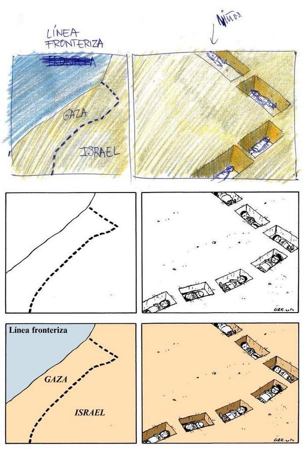 Gallego y Rey viñeta frontera Gaza niños