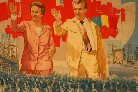 ceaucescu y su mujer cartel propaganda