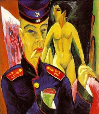Autorretrato como soldado Ernst Ludwig Kirchner mano cortada