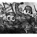 Otto Dix soldados atacando con granadas y máscaras de&nbsp;gas
