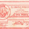 Billete de una peseta Ayuntamiento Ciudad Real Guerra&nbsp;Civil